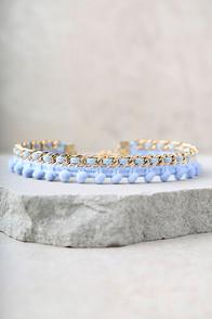 Ettika Pale Poms Light Blue Choker Necklace