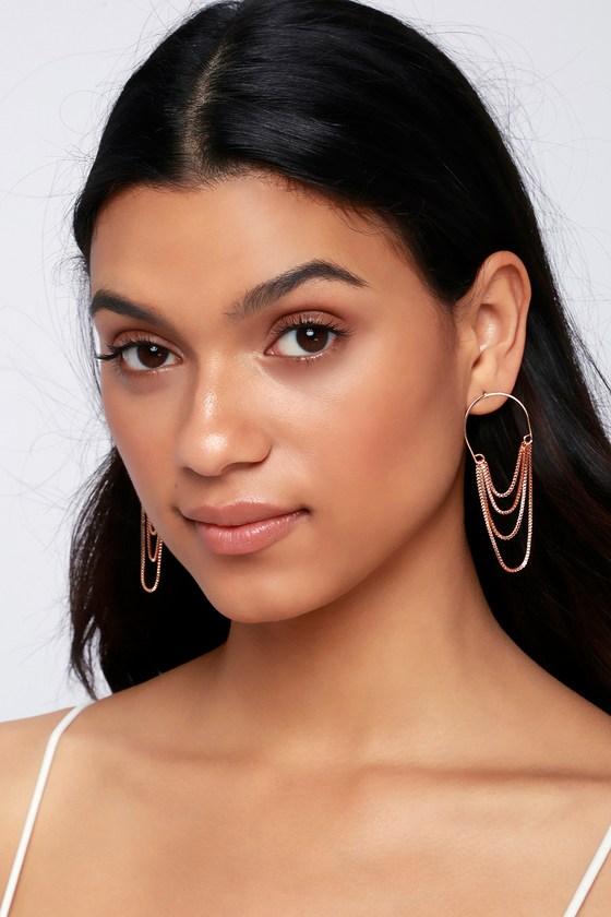 Camberley Rose Gold Chain Earrings | Lulus