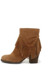 Sbicca Sbicca Patience Tan Suede Leather Fringe Booties