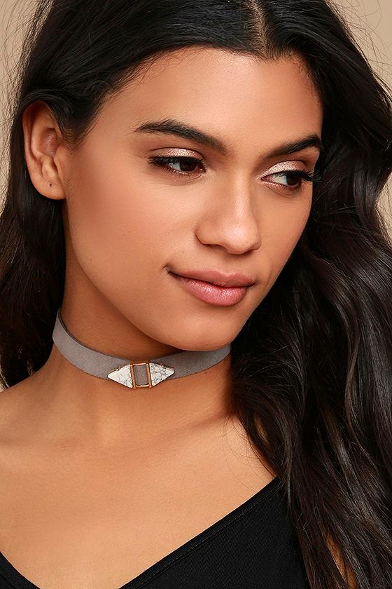 Lulus | Too Cool Grey Choker Necklace | Vegan Friendly