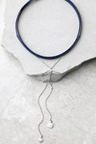 Lulus Interstellar Silver And Navy Blue Layered Choker Necklace