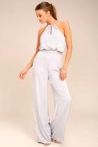 Lulus Dance With You Light Grey Jumpsuit