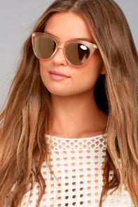 Le Specs Halfmoon Magic Peach And Yellow Mirrored Sunglasses