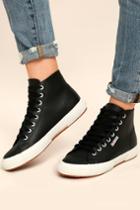 Superga | 2795 Fglu Black Leather High-top Sneakers | Size 6.5 | Rubber Sole | Lulus