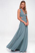 Vivid Imagination Slate Blue Cutout Maxi Dress | Lulus