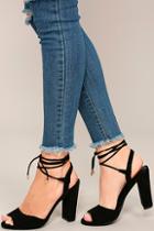 Lulus Elle Black Suede Lace-up Heels