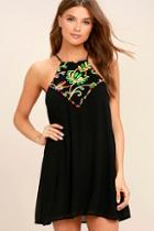Lulus Piece Of Caicos Black Embroidered Shift Dress
