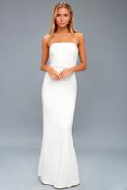 Blair White Pearl Strapless Maxi Dress | Lulus