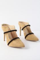 Farryn Nude And Black Suede Pointed Toe High Heel Mules | Lulus