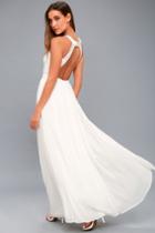 Lulus | Precious Love White Lace Backless Maxi Dress