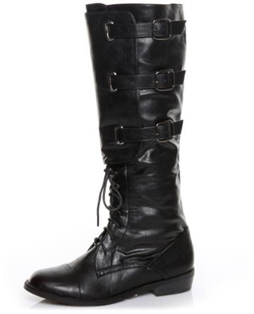 GoMax Concorde 07 Black Belts & Laces Knee High Boots
