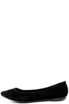 Breckelle's Lucille Black Suede Pointed Flats