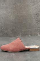 Steve Madden Snapp Rose Suede Leather Mules