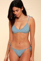 Billabong Sea Rinse Hike Blue And White Striped Tying Bikini Bottom | Lulus