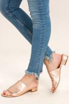 Steve Madden | Briele Rose Gold Leather Slide Sandal Heels | Size 5.5 | Pink | Lulus