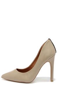 Mia Mia Limited Jolie Taupe Leather Pointed Pumps