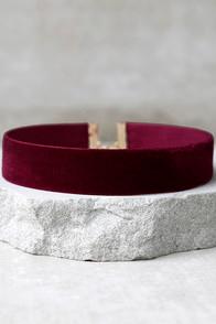Lulus One Moment In Time Burgundy Velvet Choker Necklace