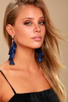 Ettika | Time To Tassel Gold And Navy Blue Tassel Earrings | Lulus