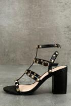 Lulus Phedra Black Studded Ankle Strap Heels