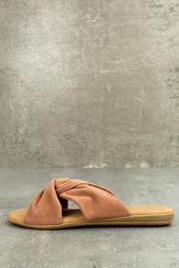 Bamboo Santana Camel Suede Slide Sandals