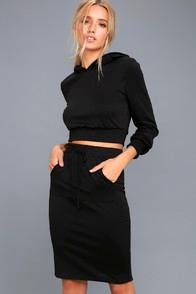 Lulus La Love Black Bodycon Midi Skirt