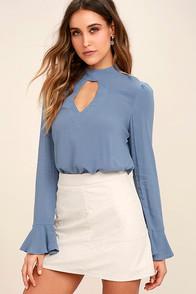 Re:named Dreamy Darling Denim Blue Long Sleeve Top