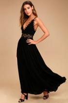 Lulus This Is Love Black Lace Maxi Dress