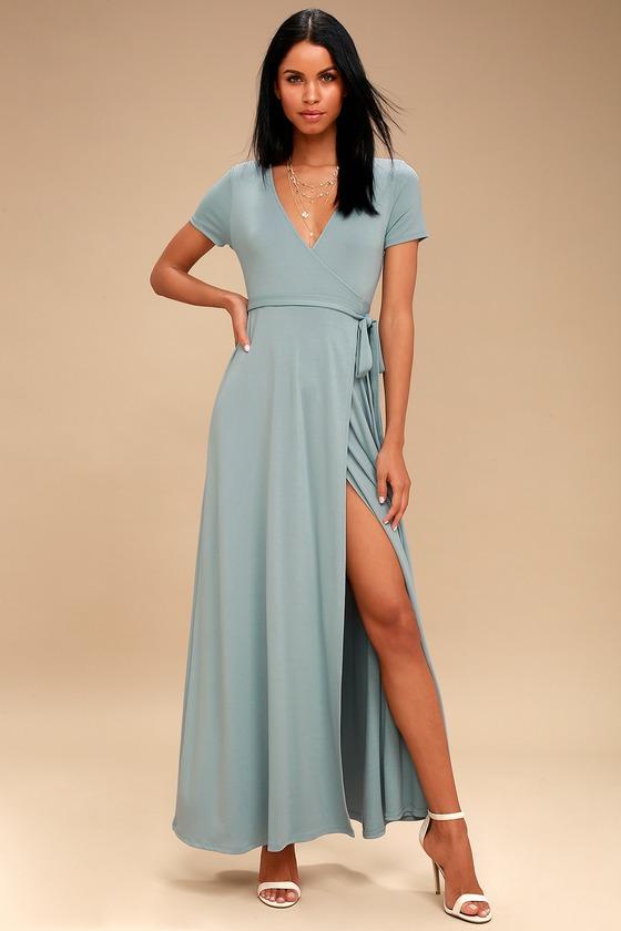 Evolve Slate Blue Wrap Maxi Dress | Lulus