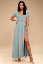 Evolve Slate Blue Wrap Maxi Dress | Lulus