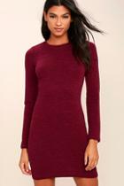 Lulus In The Simpli-city Burgundy Sweater Dress