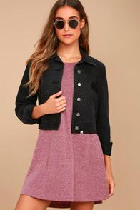 Billabong Beamin' And Dreamin' Washed Black Cropped Denim Jacket