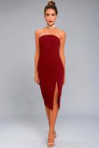 Finders Keepers Lucie Wine Red Midi Dress
