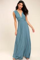 Lulus | Tricks Of The Trade Slate Blue Maxi Dress | Size Small