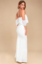 Lulus Pearls Of Wisdom White Pearl Off-the-shoulder Maxi Dress