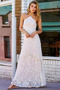 Lulus Aspyn Cream Crochet Lace Maxi Dress