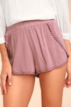 Lulus Breeze By Mauve Embroidered Shorts