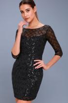 Lulus | Party Favor Black Sequin Bodycon Dress