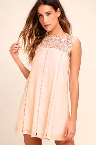 Lulus Hey Doll Blush Pink Lace Shift Dress