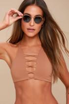 Makena Beach Blush Lace-up Bikini Top | Lulus