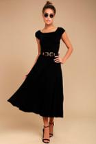 Lush | A La Mode Black Midi Dress | Size Small | Lulus