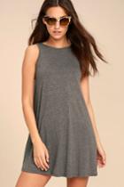 Lulus | There She Goes Dark Grey Backless Swing Dress | Size X-large