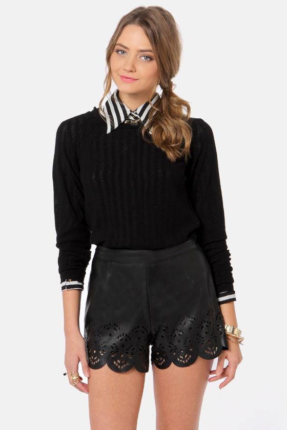 Laser Cut-oure Black Shorts