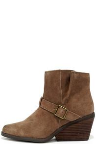 Very Volatile Melina Light Brown Suede Leather Wedge Booties