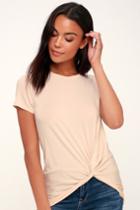 Lulus Basics Knot To Mention Blush Pink Knotted Tee | Lulus