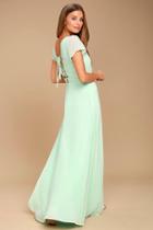 Lulus World On A String Mint Green Lace-up Maxi Dress