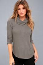 Olive + Oak | Shasta Grey Cowl Neck Sweater Top | Size Medium | Lulus