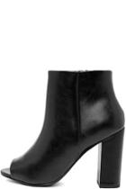 My Delicious Way Up Black High Heel Peep-toe Booties