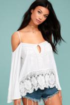 Ppla Mariela White Lace Off-the-shoulder Top