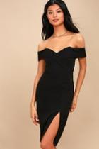 Lulus New Sensation Black Off-the-shoulder Bodycon Dress