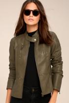 Tcec Peace Of Mind Olive Green Vegan Leather Moto Jacket | Lulus